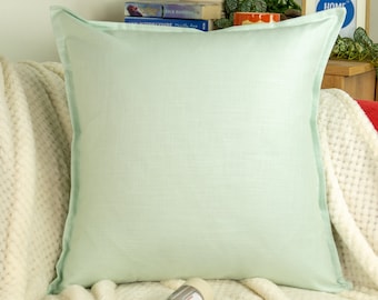 Cotton Linen Mint Green Cushion Cover, Sage Green Linen Pillow Cover 45x45cm , 18x18inches