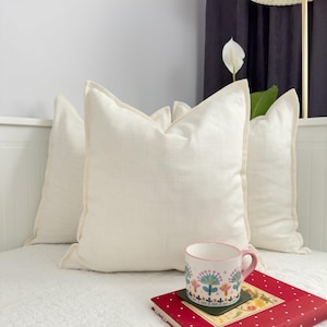 Linen Cream Cushion Cover Lumbar Off White Pillow Cover Lumbar (All Sizes)