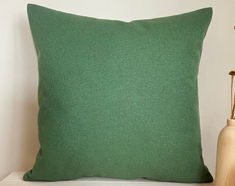 Funda de cojín verde de lino y algodón, fundas de cojín decorativas de lino para tapicería (todos los tamaños)