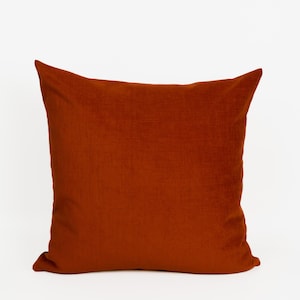 Cosy Cotton Linen Burnt Orange Cushion Cover Rust Orange Pillow Cover (All Sizes)