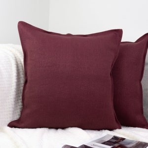 Upholstery Cotton Linen Brown Cushion Cover, Linen Decorative Pillow Covers, Brown Linen Sham 45x45cm