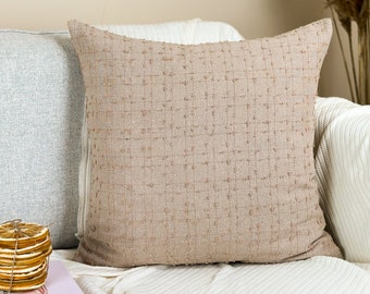 Housse de coussin décoratif en lin chenille, décoration intérieure, coussins beiges, housse de coussin décoratif en chenille (toutes les tailles)