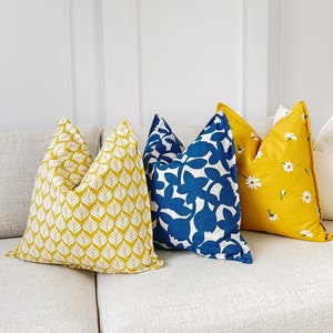 Scandinavian Style Cushion Covers Minimalist Leaf Patterned Linen Cushion Covers, Decorative Linen Pillow Covers (All Sizes)