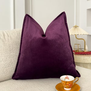 Premium Velvet Aubergine Cushion Cover Purple Throw Pillow Cover Lumbar all Sizes Etsy Canada
