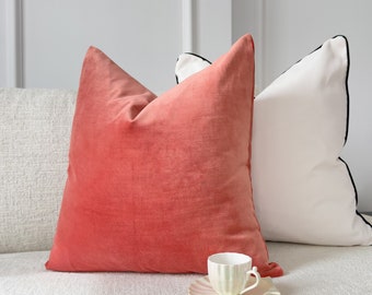 Funda de cojín rosa salmón de terciopelo, funda de almohada rosa en polvo, almohada de tiro de terciopelo rosa para decoración del hogar (todos los tamaños)
