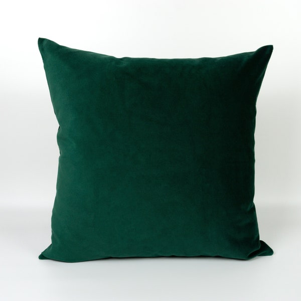 Funda de cojín verde esmeralda de terciopelo, funda de almohada verde oscuro, almohada de tiro verde bosque