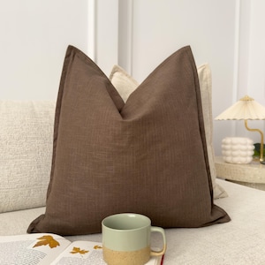 Natural Linen Brown Cushion Cover Brown Throw Pillow Cover Home Decor Linen Lumbar Pillow Covers (All Sizes)