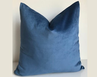 Housse de coussin en velours bleu marine de luxe, housse de coussin en velours bleu profond, 45x45cm