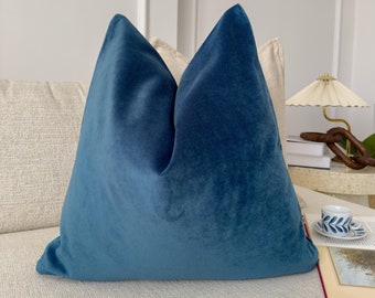 Handmade Velvet Cobalt Blue Cushion Cover Scatter Petrol Blue Throw Pillow cover Velvet Lumbar Pillow (All Sizes)
