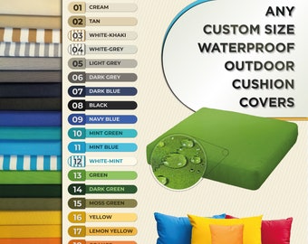 Outdoor Water Resist Patio Pillow Covers, Garden Patio Cushion Covers, Outdoor Bench Pillow Covers, (22 Colours) Cover Only