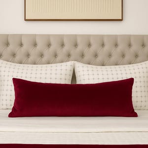 Velvet Wine Red Lumbar Cushion Cover Extra Long Body Pillow Cover (All Sizes)