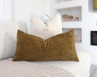 Geprägter Chenille Golden Amber Lendenkissenbezug Rost Chenille-Kissenbezug (Alle Größen)