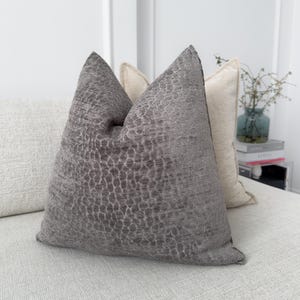 Embossed Chenille Velvet Gray Pillow Cover Square Decor Pillow Cover Scatter Cushion Cover (All Sizes)