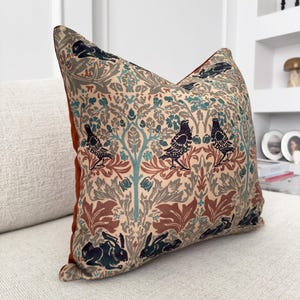 William Morris Cushion Cover: Brother Rabbit with Terracotta Velvet Back All Sizes