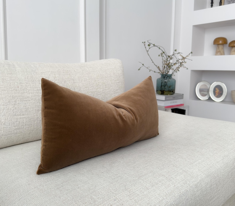 Funda de cojín de terciopelo premium en color topo, funda de almohada decorativa para el hogar, funda de almohada lumbar (todos los tamaños) imagen 4