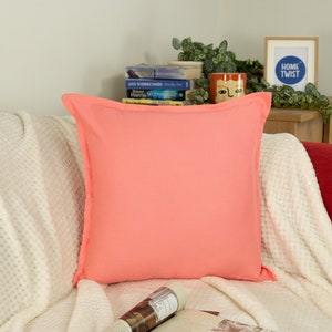 Housses de coussin en lin naturel, taie d'oreiller en lin, 45 x 45 cm-50 x 50 cm, 10 choix de couleurs Pink