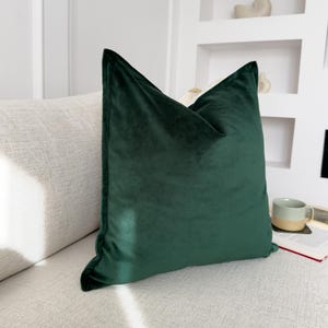 Cotton Velvet Green Cushion Cover Decorative Emerald Green Accent Pillow Cover Lumbar (All Sizes)