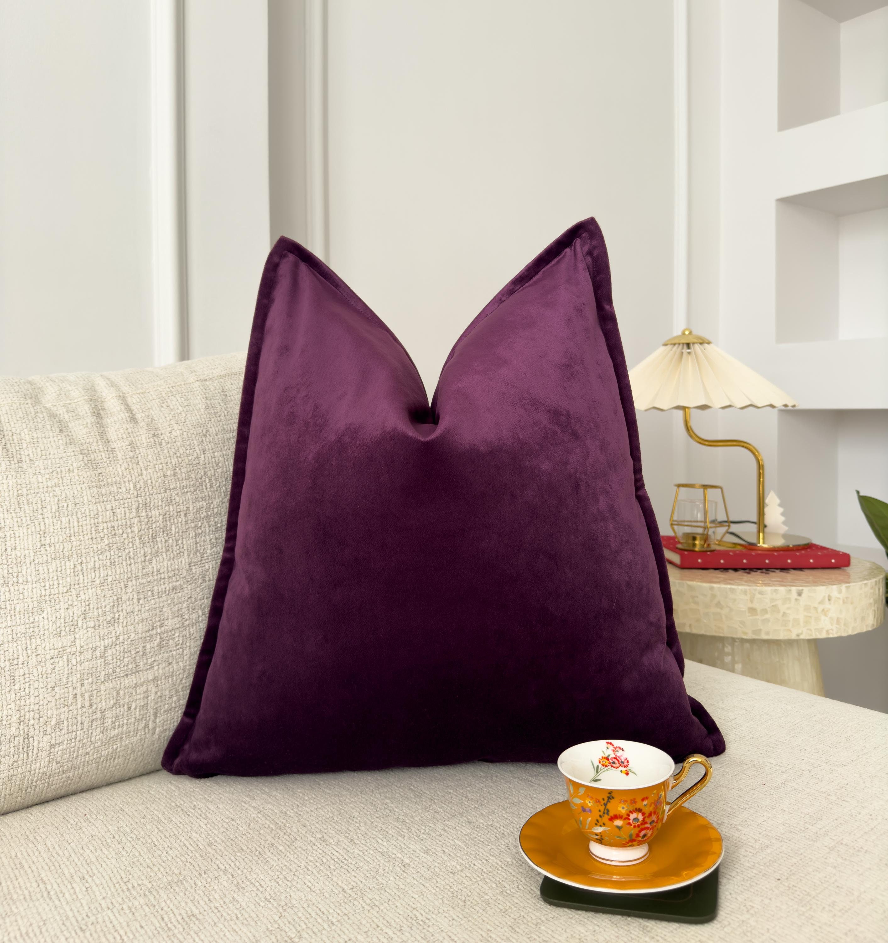 Premium Velvet Aubergine Cushion Cover Purple Throw Pillow Cover Lumbar all Sizes Etsy