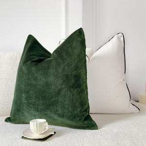 Corduroy Velvet Dark Green Cushion Cover Green Throw Pillow Cover Needle Cord Square Pillow Cover Lumbar (All Sizes)