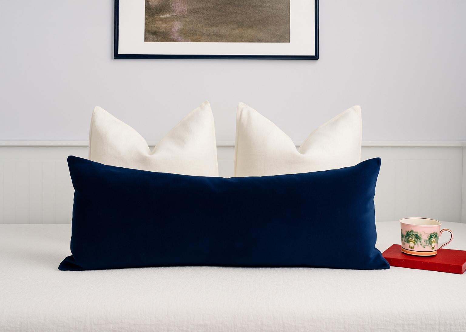 Velvet Deep Navy Blue Lumbar Cushion Cover Dark Blue Lumbar Pillow Covers (All Sizes)
