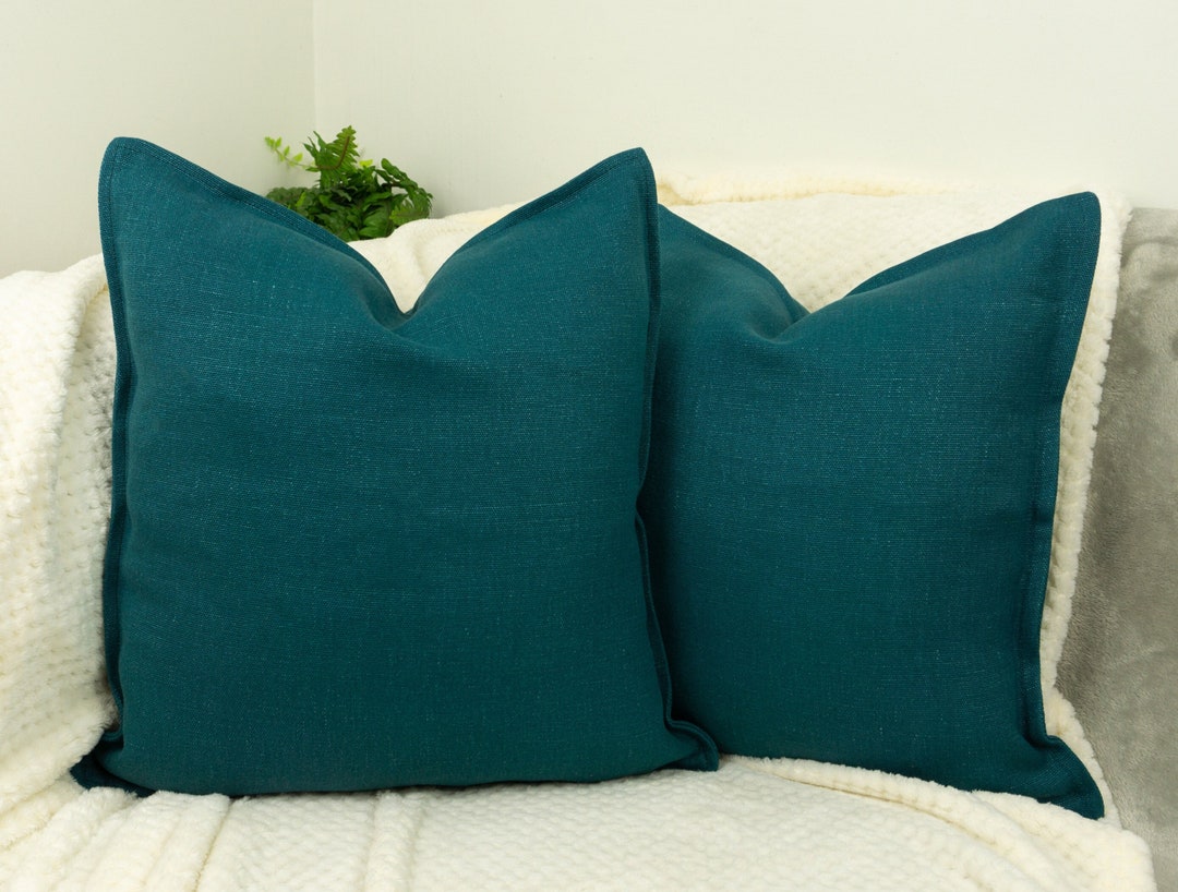 Cotton Linen Emerald Green Cushion Covers I Linen Throw Pillow Etsy UK