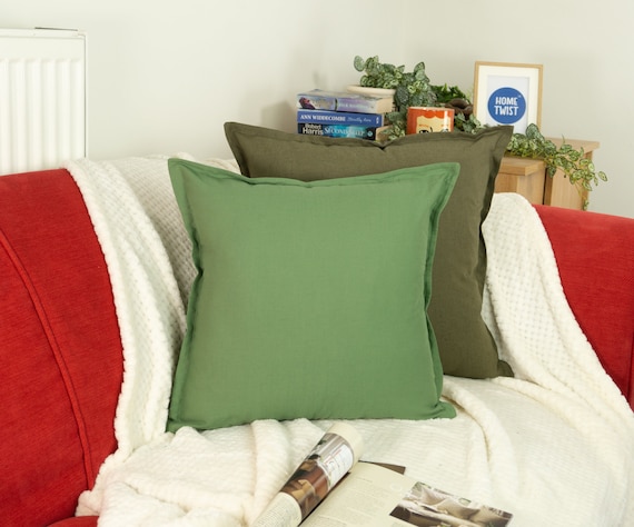 Linen Green Cushion Cover Green Linen Throw Pillow Home - Etsy