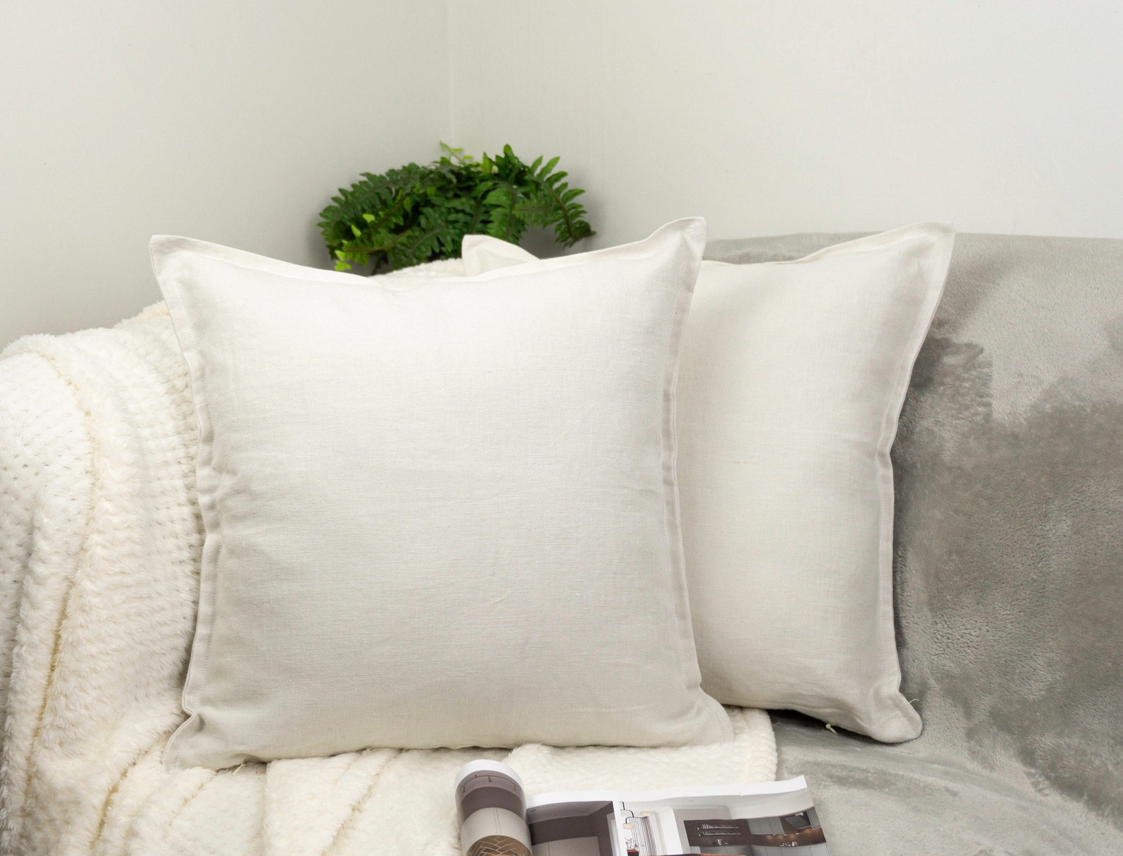 100 Linen Cream Cushion Covers I Linen Throw Pillowcase Sofa Etsy