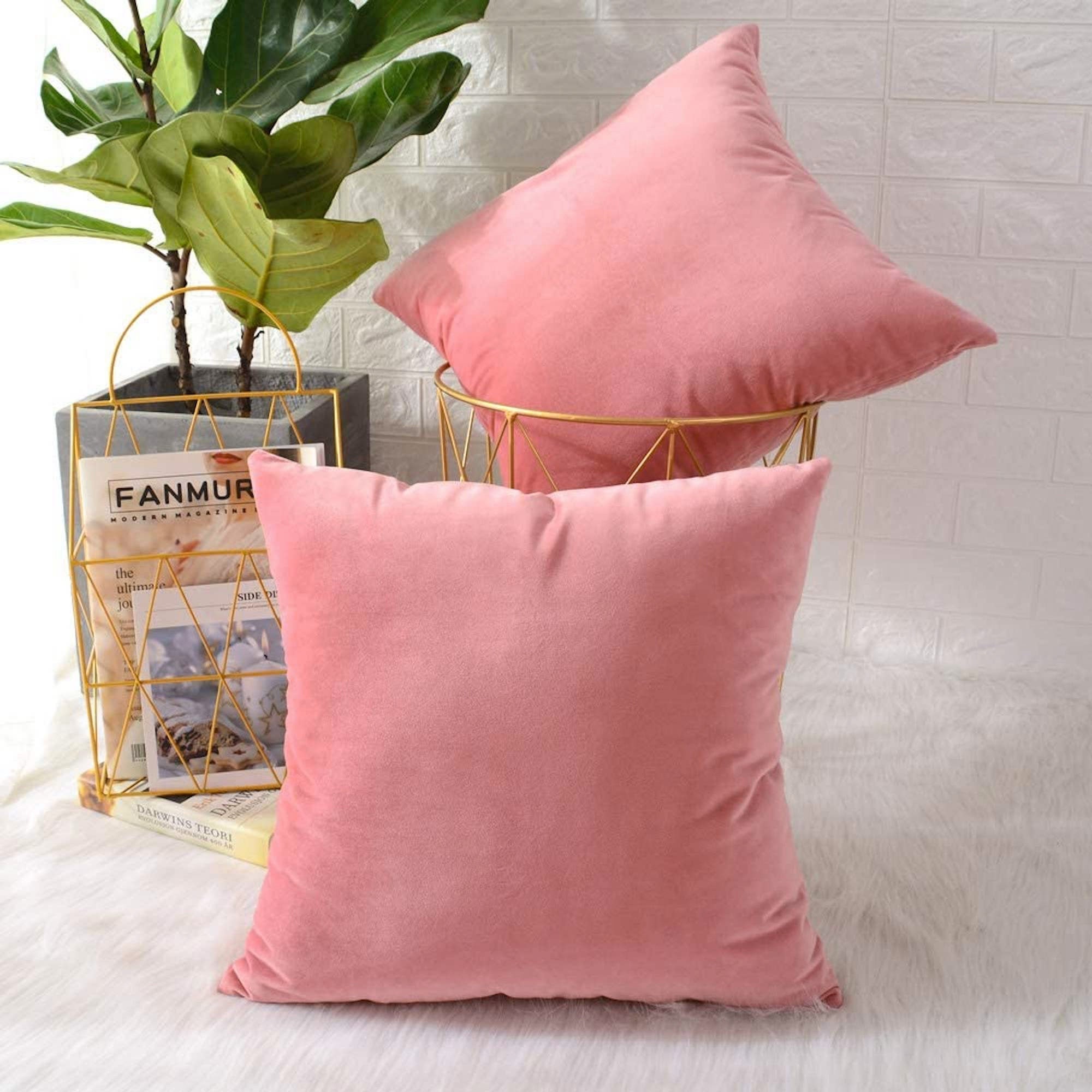 Luxury Velvet Salmon pink Cushion Covers Throw Pillowcases Etsy