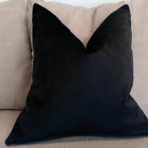 Fodera per cuscino in velluto nero di lusso, morbida federa quadrata in velluto di cotone, federa decorativa nera per cuscino lombare (tutte le misure)