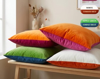 Velvet Cushion Cover: Personalised Two-Tone Reversible Pillow Covers (All Sizes) 42 Colour Choices