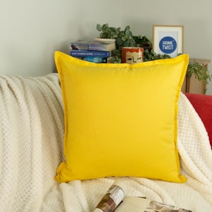 Housses de coussin en lin naturel, taie d'oreiller en lin, 45 x 45 cm-50 x 50 cm, 10 choix de couleurs Yellow