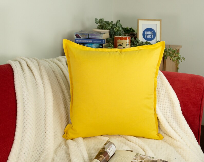 Housses de coussin en lin naturel, taie d'oreiller en lin, 45 x 45 cm-50 x 50 cm, 10 choix de couleurs Yellow