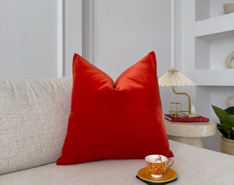 Velvet Tomato Red Cushion Cover Home Decor Christmas Red Throw Pillow Cover Lumbar (All Sizes)