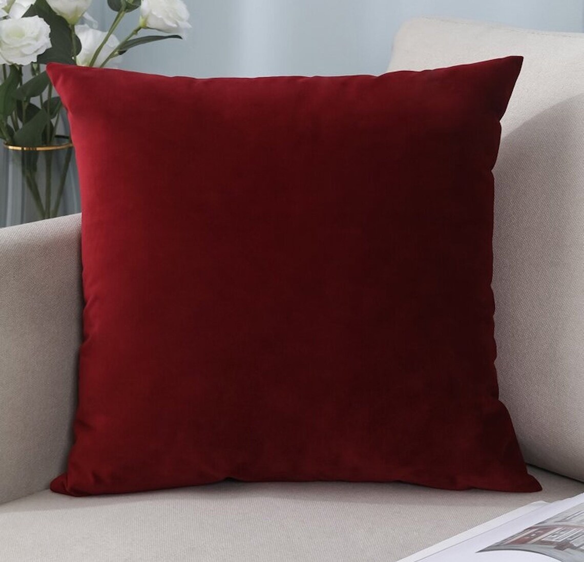 Luxury Wine Red Velvet Cushion Cover Wine Red Throw Pillow Etsy UK