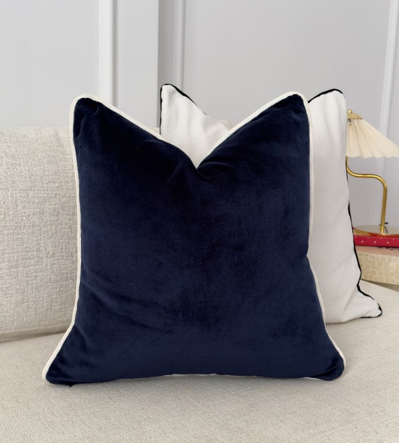 Navy velour cushion hotsell