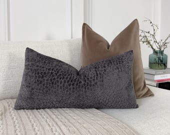 Reliëf chenille donkergrijze lumbale kussensloop decoratief accent kussenslopen grijze kussenhoes (alle maten)