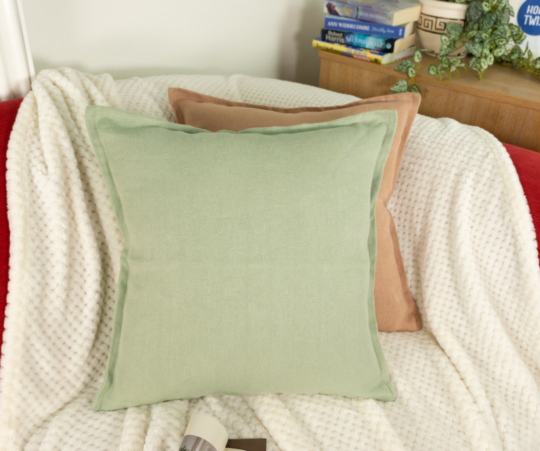 Natural Linen Pale Green Cushion Cover Linen Pale Green Etsy UK
