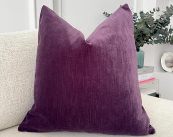 Cord Velvet Purple Cushion Cover Plum Accent Pillow Cover (All Sizes)