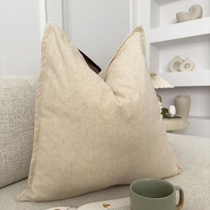 Natuurlijk linnen beige kussenhoes Linnen beige kussensloop lendesteun (alle maten)