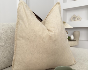 Natürliches Leinen Beige Kissenbezug mit Flanged Leinen Beige Kissenbezug lumbal (Alle Größen)