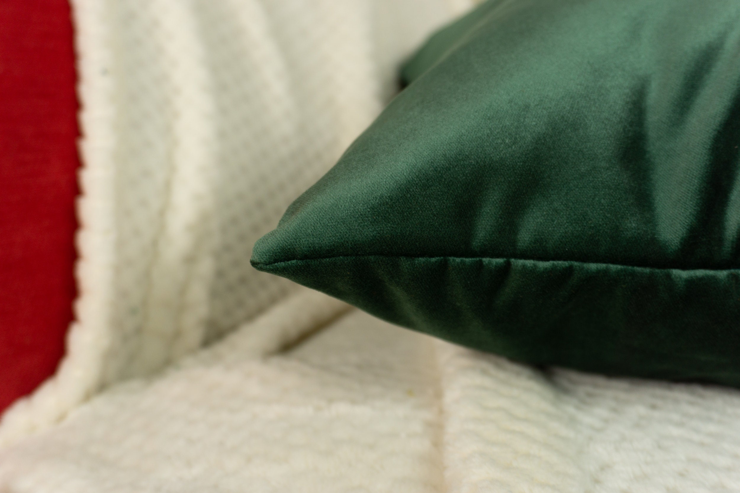 Luxury Dark Green Velvet Cushion Cover Plush Velvet Emerald Etsy UK
