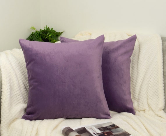 The HomeCentric Ciruela Fundas Para Cojines 20x20 Inch, Terciopelo Fundas Para Cojines, Púrpura Fundas Para Cojines - Plum Knots