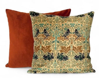 William Morris Cushion Cover: Terracotta Velvet Reverse All Sizes
