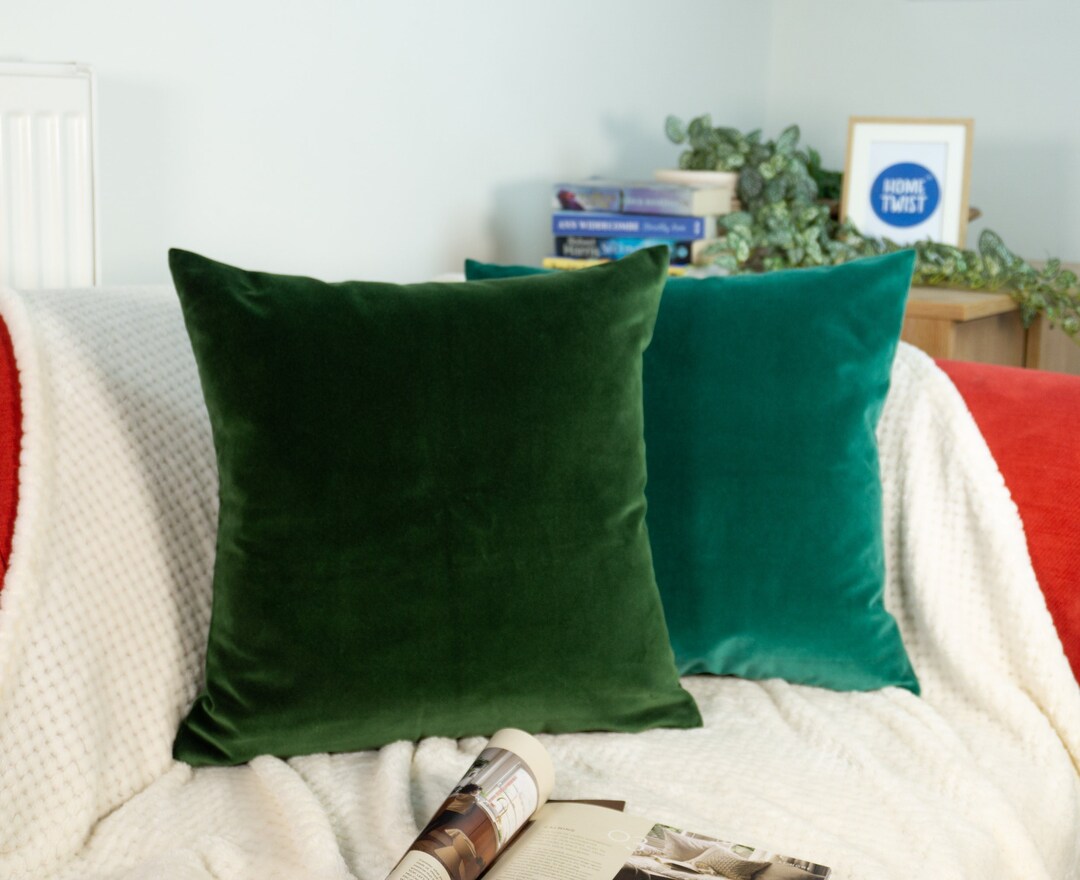 Velvet Dark Green Cushion Cover Dark Green Pillow Cover Dark Etsy UK
