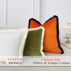 Velvet Fringed Cushion Cover Custom Fringe Pillow Cover Tassel Cushion Designer Pillow cover (All Sizes)
