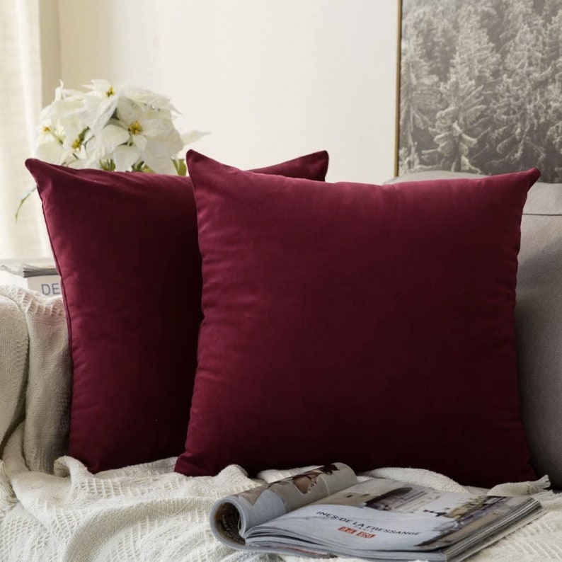 Luxury Wine Red Velvet Cushion Cover Wine Red Pillow Cover Etsy UK