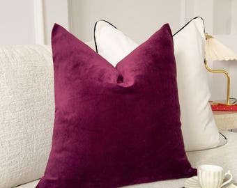 Velvet Burgundy Cushion Cover Deep Burgundy Pillow Cover (All Sizes)