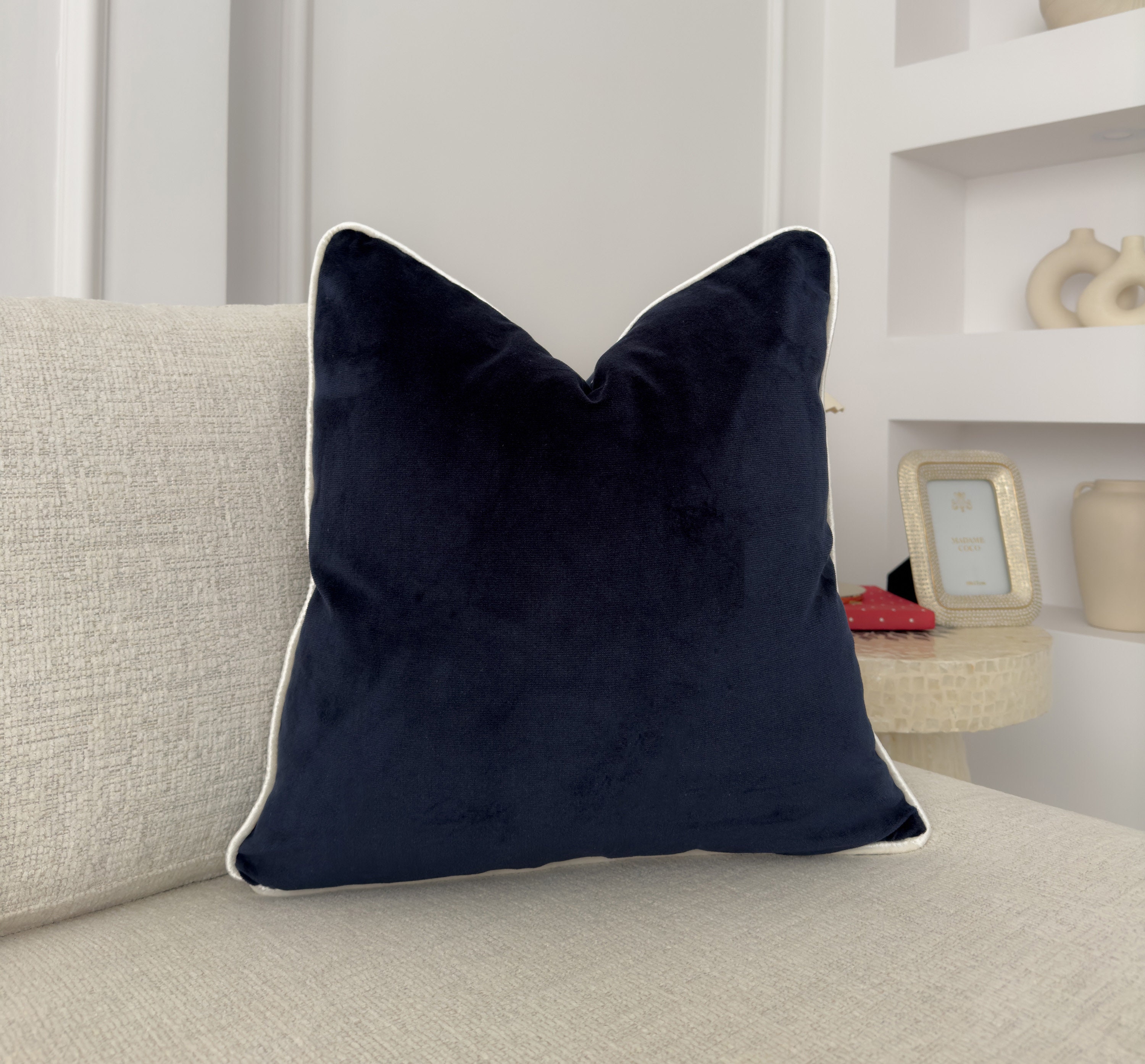 Navy and white cushions uk online