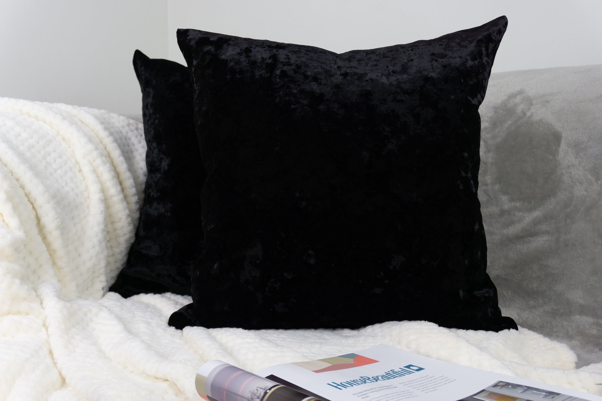 Luxury Crushed Velvet Black Cushion Cover I Sofa Decor Throw Etsy