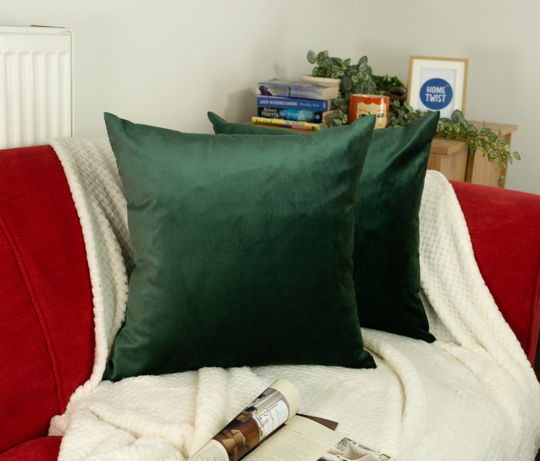 Luxury Dark Green Velvet Cushion Cover Plush Velvet Emerald Etsy UK